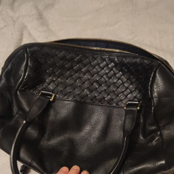 Cole Haan Black Woven Leather Shoulder Bag - Picture 6 of 6